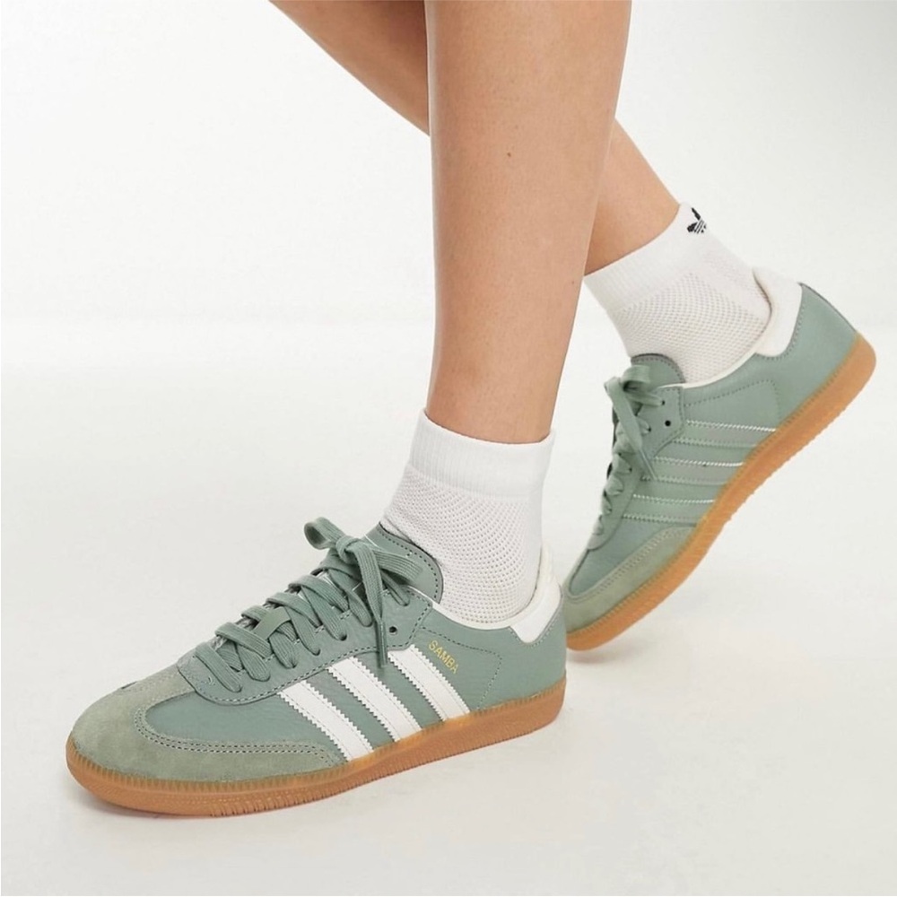 Adidas Samba OG Sneakers in Sage Green and White